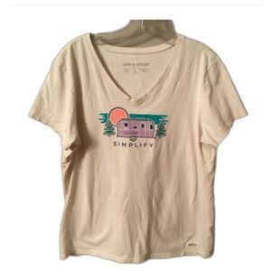 LIFE IS GOOD SIZE LARGE CRUSHER T SIMPLIFY TRAVEL TRAILER CAMPING OUTDOORS